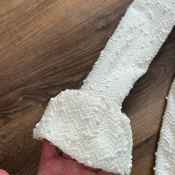 NANETTE GIRLS CREAM SPARKLE BUTTON-BOW ACCENT JACKET SIZE 6 - Picture 11 of 12